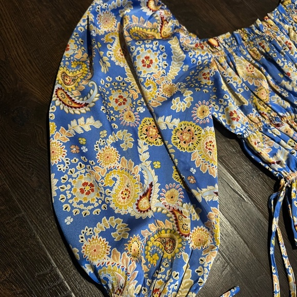 Lulus Blue Paisley + Floral Blouse - Picture 6 of 8